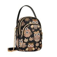 Yasala Cell Phone Purse Brown Owl Flower Cute Cartoon Crossbody Handbag Durable Shoulder Bag Sturdy 