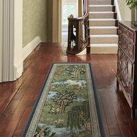 RUGGABLE x Morris & Co Washable Runner Rug &ndash; Owl & Willow Green 2.5x10, Stain-Resistan