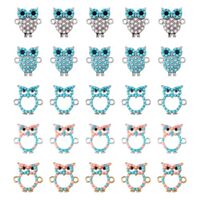 SUPERFINDINGS 50Pcs 5 Styles Alloy Connector Charms Owl Links Pendants with Double Holes Rhinestones