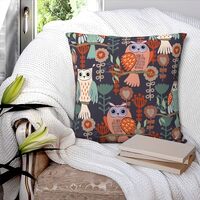 LAKIMCT Owl Sitting On Branches Pillow Covers 24x24 in, Fall Pillow Cover Cushion Case for Bed Couch
