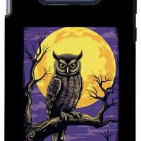 Galaxy S10e Spooky halloween owl on a branch in the moonlight Case