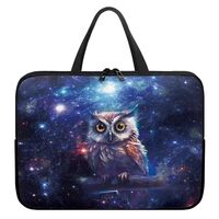 Uasibuni Starry Night Owl Notebook Cover Laptop Sleeve Bag 15.6 In Briefcase Bag Notebook Cover Mess