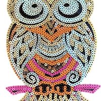 Embroidered Sequin Applique Patch Owl from Hook Iron-on/Sew-on Decorative Badge for Clothes Backpack