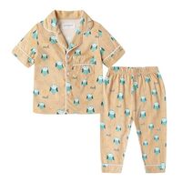 Mud Kingdom Toddler Boys Pajamas Set Cute Cartoon Printed Short Sleeve Shirt and Pants Summer Snug S