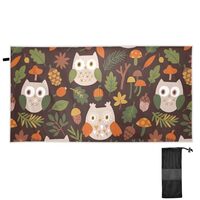 SPRIPORT Fall Thanksgiving Owls Leaves Oversized Thick Beach Towel for Adults Quick Dry High Absorbe
