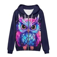 Showudesigns Owl Zip Up Jackets for Women Athletic Hoodies & Sweatshirts Small Yoga Clothing Fal