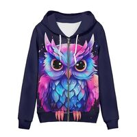 Showudesigns Owl Zip Up Jackets for Women Athletic Hoodies & Sweatshirts Plus Size 3XL Yoga Clot