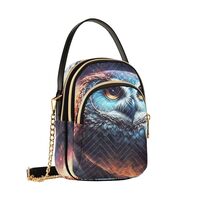 Women Crossbody Shoulder Bags Owl in Cosmic Print, Compact Fashion Purse with Chain Strap Top handle