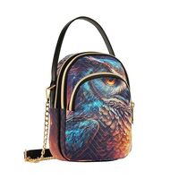 Women Crossbody Shoulder Bags Owl Cosmic Style Print, Compact Fashion Purse with Chain Strap Top han