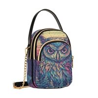 Women Crossbody Sling Bags Beautiful Owl Forest Print, Compact Fashion Handbags Purse with Chain Str
