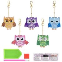 CAIRIAC Diamond Painting Keychains Double Sided Owl Keychain Diamond Art Kits for Adults Gifts, Gem 