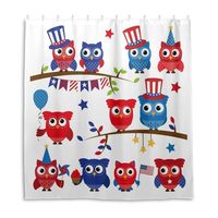 Fourth of July Or Patriotic Owls Shower Curtain 66 x 72 inch Fabric Polyester Curtain for Bathroom D
