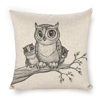 Icotoibabie Christmas Throw Pillow Covers 18x18 Linen Zipper Pillows Animal Sketch Mother Owl Boho H