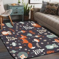 Hedgehog Fox Owl Area Rug for Bedroom Living Room 4 x 6 Feet Soft Fluffy Indoor Floor Carpet Non-Sli