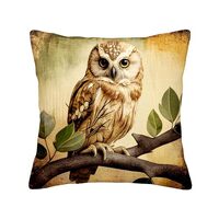 Yioniii Funny owl Sitting on a Branch，Pillow Covers Printed Throw Pillow Cases Outdoor Decorative 