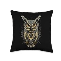 Great Horned Owl | Big Horned Owl | Horned Owl Horned Owls | Graphic Design Throw Pillow, 16x16, Mul