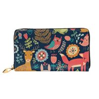 Peynir Forest Owl Deer Hedgehog Fox Leather Wallet Credit Card Holder Wallet Fashion Wristlet Wallet