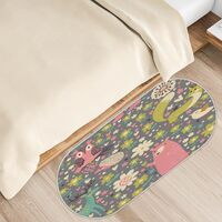 Owl Bear Deer Oval Soft Fluffy Area Rug for Bedroom 20x47 Inch Plush Shaggy Bedside Carpet Non-Slip 