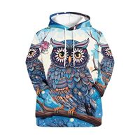 Cumagical Art Owl Print Women Oversized Hoodie Long Sleeve Pullover Casual Fashion Sweatshirt Teen G