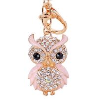 Uainhrt Cute Owl Design Sparkling Crystal Rhinestones Keychain Handbag Charm Decoration Accessories