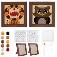 PAINURA Needle Felting Kit Beginner Wool Painting Kit DIY Felt Animal Kit Owl and Lion Wool Felting 
