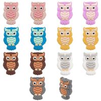 CHGCRAFT 14Pcs 7Colors Night Owl Silicone Beads Pen Beads Silicone Loose Spacer Beads for DIY Neckla