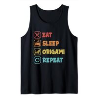 Eat Sleep Origami Repeat Paper Crane Folding Owl Origami Tank Top