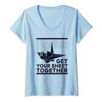 Get Your Sheet Together Paper Crane Folding Owl Origami V-Neck T-Shirt