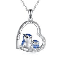 AINFQY Owl Necklace 925 Sterling Silver Mother and Daughter Owl Pendant Jewelry Gift for Women Girls
