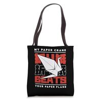 My Paper Crane Beats Your Paper Plane Owl Folding Origami Tote Bag