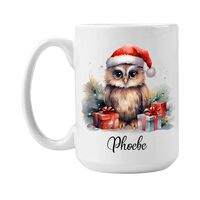 Custom Name Owl Baby Christmas Mug, Baby Owl Personalized Coffee Mug for Baby Boys Girls, Baby Owl C