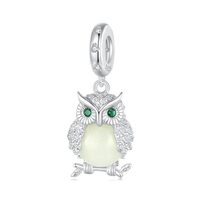 925 Sterling Silver Owl Charms for Bracelet Glow in the Dark Luminous Owl Animal Bead Charms Birthda