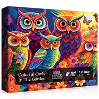 PICKFORU Owl Puzzles for Adults 1000 Pieces, Colorful Bird Puzzle Garden, Animal Flower Jigsaw Puzzl