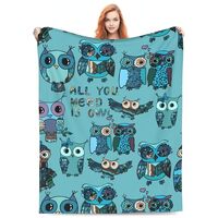 VODRM Cute Owl Blanket Gifts for Adult Women & Mom Bed for Living Room Bedding Couch Soft Warm L
