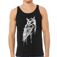 Owl Jersey Tank - Man Gift Ideas - Owl Lover Gift Ideas - Black, XL