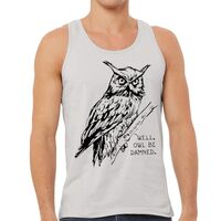 Well Owl Be Damned Jersey Tank - Gift for Husband - Owl Print Clothing - Silver, L