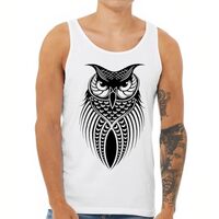 Owl Totem Jersey Tank - Bird Print Clothing - Owl Lover Gift - White, S