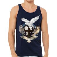 Four Owls Jersey Tank - Owl Gift Ideas - Owl Totem Clothing - Navy, L