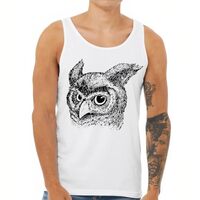 Hoot Owl Jersey Tank - Owl Print Apparel - Bird Lover Apparel - White, M