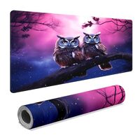 FCZ Large Gaming Mouse Pad 35.4''x15.7'' Moon Night Two Owls Extended Non-Slip S