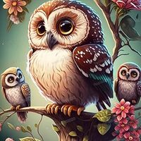 Kids Cartoon 70 Piece Puzzles, Abstract Twig Owl Puzzle 70 Pieces for Adults Beginners - Beautifully