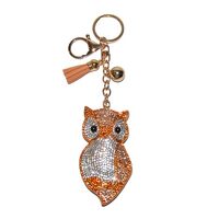 Popfizzy Rhinestone Brown Owl Keychain for Women and Girls, Wise Owl Purse Charm, Bling Owl Gifts fo