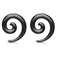 Pierced Owl Stainless Steel Spiral Tapers, Sold as a Pair (3mm (8GA), Black)