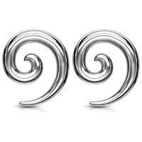 Pierced Owl Stainless Steel Spiral Tapers, Sold as a Pair (2mm (12GA), Silver Tone)