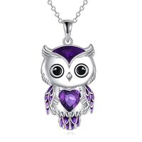 AINFQY Owl Necklace Jewelry Gifts for Women Sterling Silver February Birthstone Cubic Zirconia Owl P