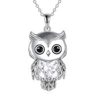 AINFQY Owl Necklace Jewelry Gifts for Women Sterling Silver April Birthstone Cubic Zirconia Owl Pend