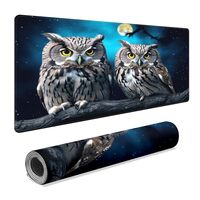 FCZ Large Gaming Mouse Pad 35.4''x15.7'' Two Owls Extended Non-Slip Soft Rubber 