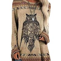 Bengbobar Women's Aztec Print Tunic Long Sweatshirt Comfy Long Sleeve Crewneck Pullover Cowgirl