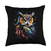 Artwork Fantasy Owl Bird Throw Pillow, 18x18, Multicolor