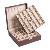 Frebeauty Earring Organizer Classic Jewelry Box 50 Slots Double Layer Jewelry Storage Case with 6 Ne